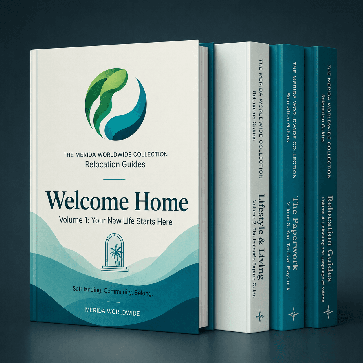 The four volumes of the Merida Worldwide Relocation Guide Collection